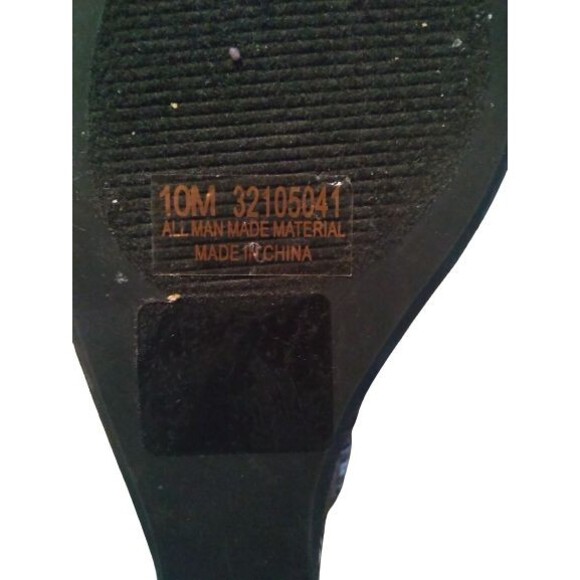 Cato Open Peep Toe Zippered Wedge Black & Cream Aztec Print Womens Size 10 - Picture 8 of 8